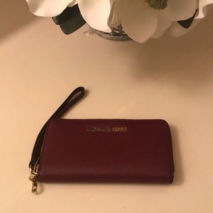 Burgundy Michael Kors Wallet Wristlet